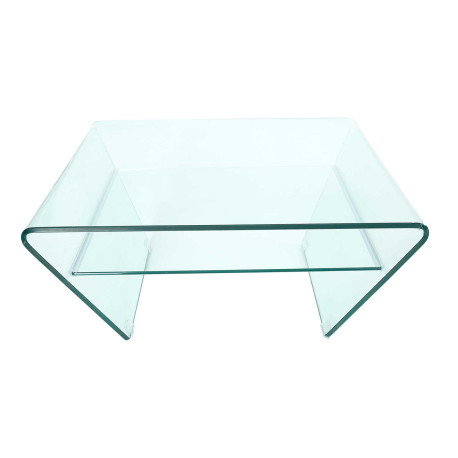 Table basse carrée en verre forme trapèze