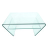 Table basse carrée en verre forme trapèze