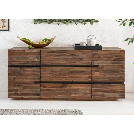 Buffet 2 portes et 3 tiroirs bois d'acacia marron