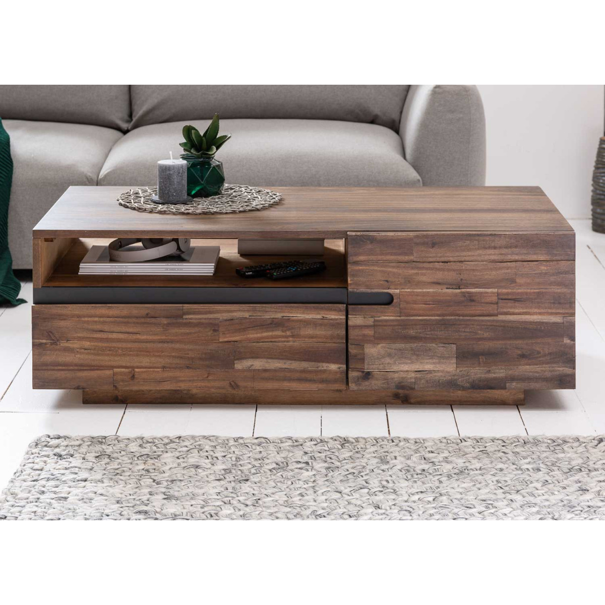 Table basse rectangulaire 3 compartiments de rangement