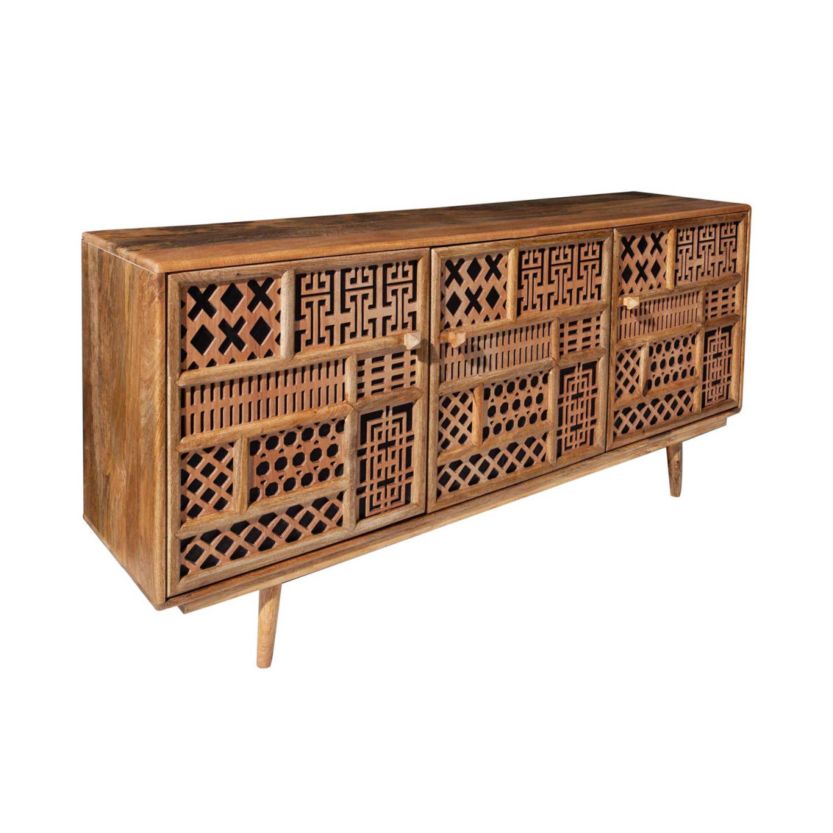 Buffet enfilade 3 portes style oriental en bois de manguier