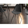 Lot de 4 chaises en velours gris et pieds eiffel en métal noir