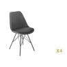 Lot de 4 chaises en velours gris et pieds eiffel en métal noir