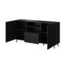 Buffet moderne noir avec rangements 150 cm