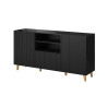 Buffet moderne noir avec rangements 150 cm