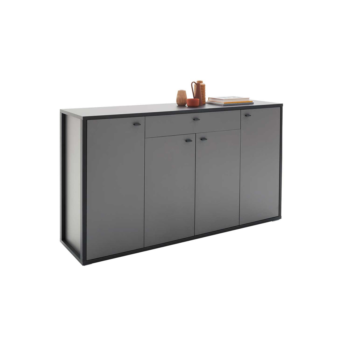 Meuble buffet gris 4 portes et 1 tiroir