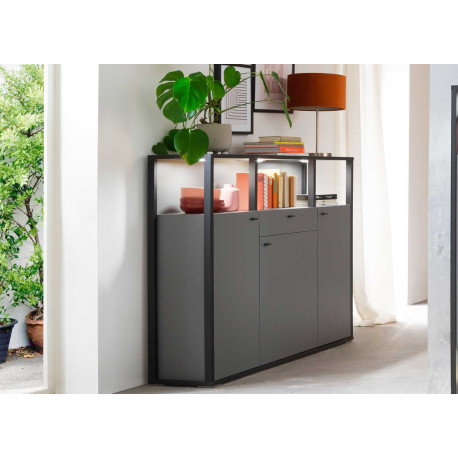 Buffet haut gris 3 portes