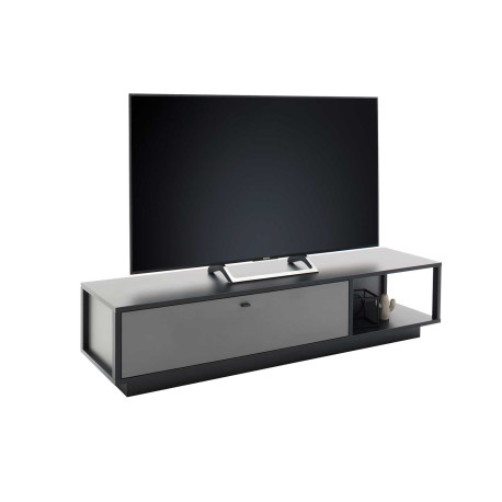 Meuble TV gris 1 tiroir à double compartiment 186 cm