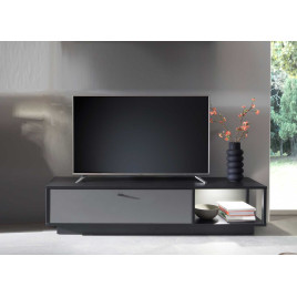 Meuble TV gris 1 tiroir à double compartiment 186 cm