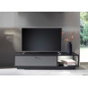 Meuble TV gris 1 tiroir à double compartiment 186 cm