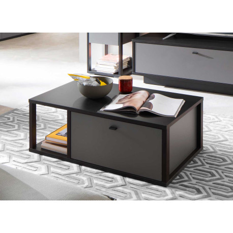 Table basse rectangulaire grise avec rangements