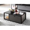 Table basse rectangulaire grise avec rangements