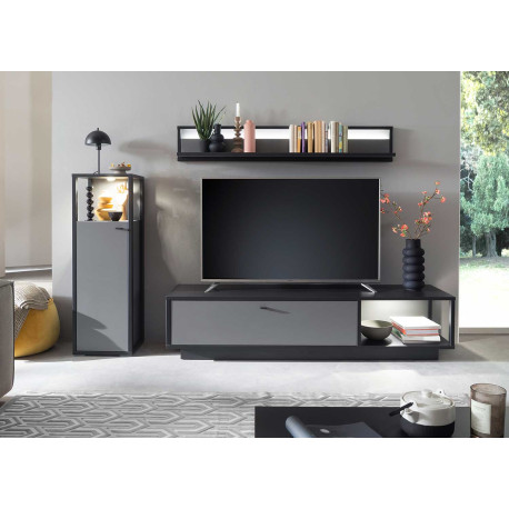 Meuble TV mural design gris 246 cm