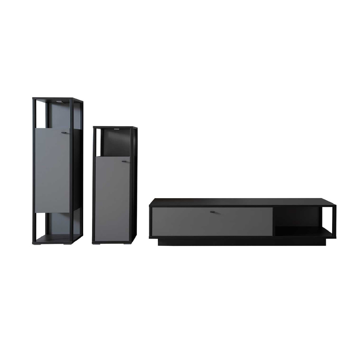 Meuble TV moderne gris 287 cm