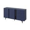 Meuble buffet bleu 2 portes et 3 tiroirs