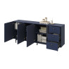 Buffet design bleu 3 portes et 3 tiroirs