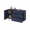 Meuble buffet bleu 1 porte et 3 tiroirs