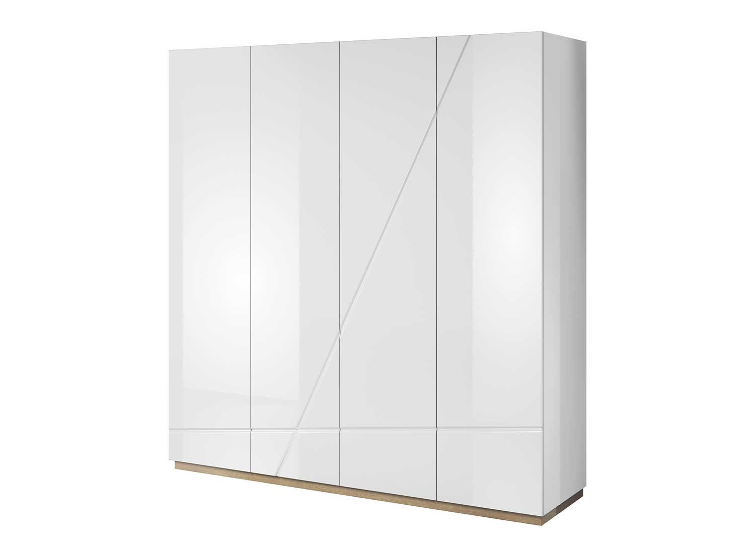 Armoire 4 portes blanche 200 cm armoire étagère dressing - Ciel & terre