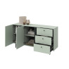 Meuble buffet vert sauge 2 portes et 3 tiroirs