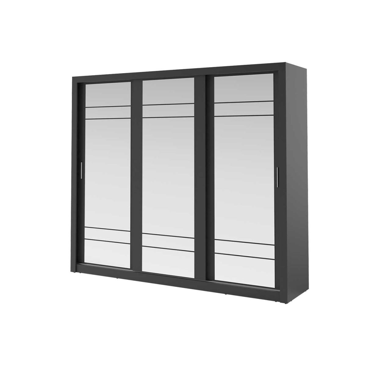 Armoire 3 portes coulissantes 250 cm noire avec miroirs