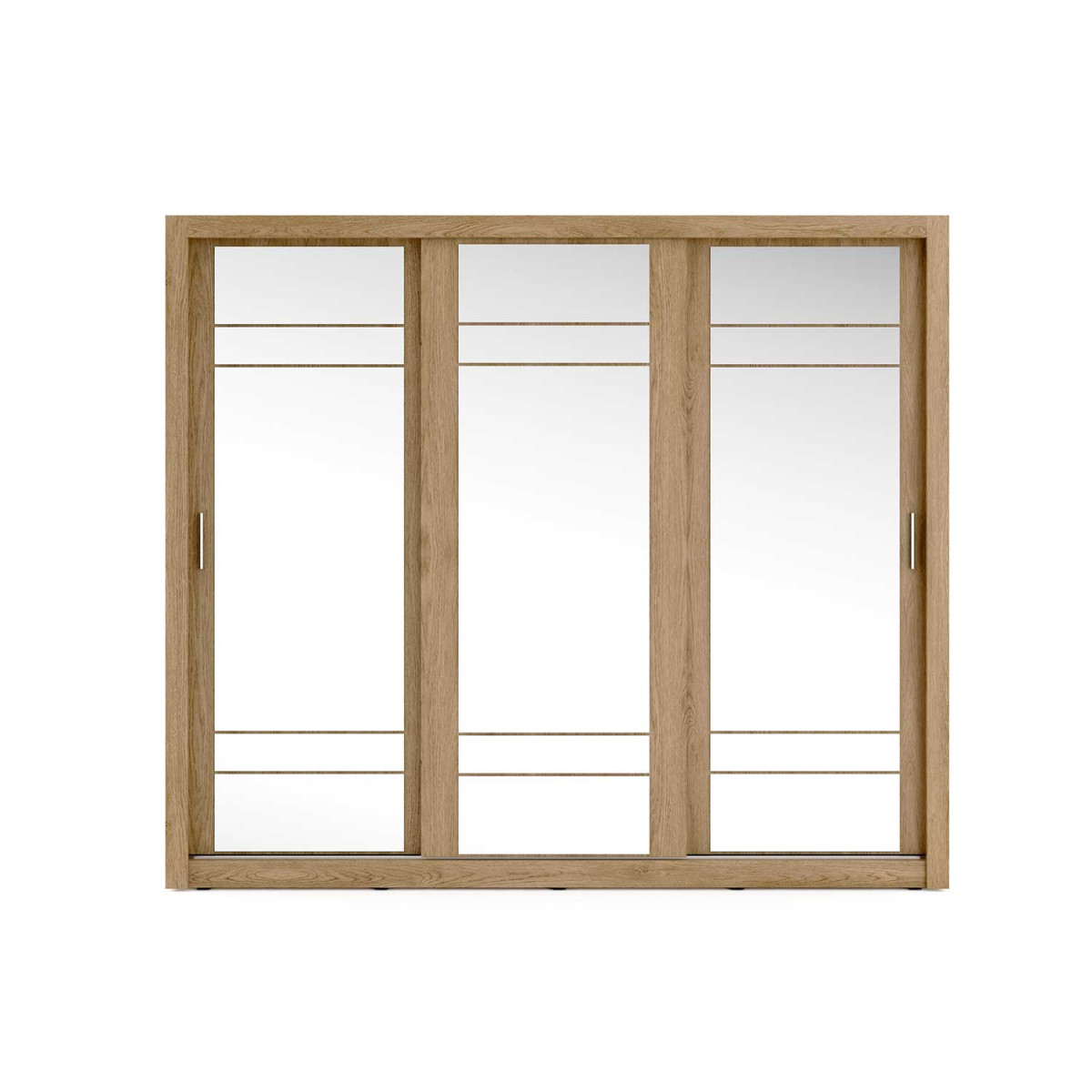 Armoire 3 portes coulissantes 250 cm chêne shetland avec miroirs