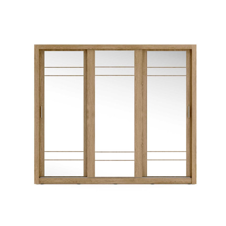 Armoire 3 portes coulissantes 250 cm chêne shetland avec miroirs