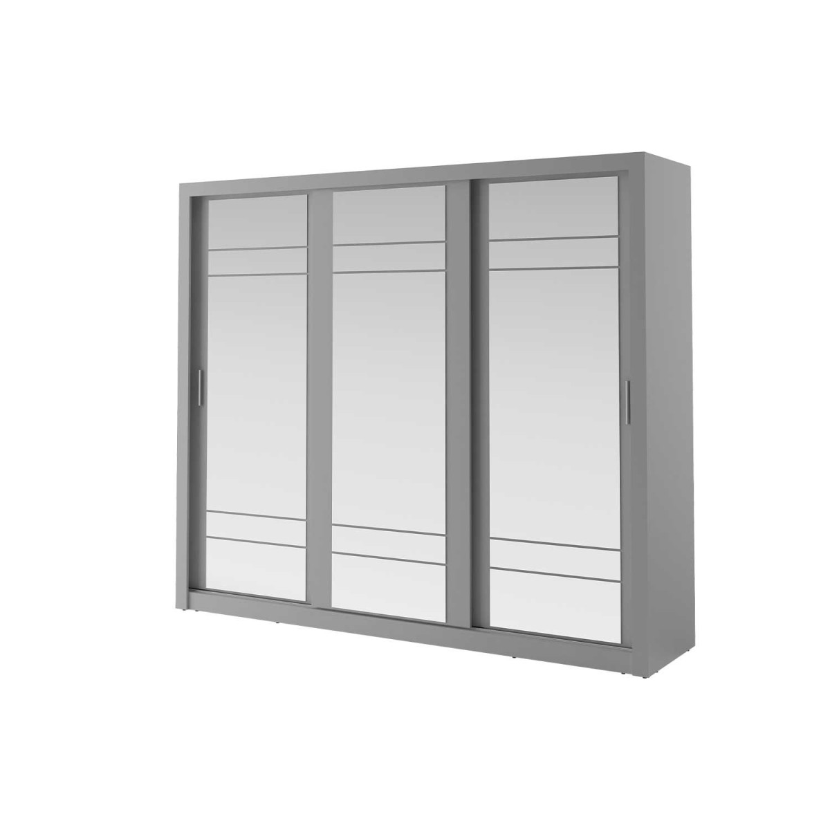 Armoire 3 portes coulissantes 250 cm grise avec miroirs