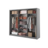 Armoire 3 portes coulissantes 250 cm grise avec miroirs