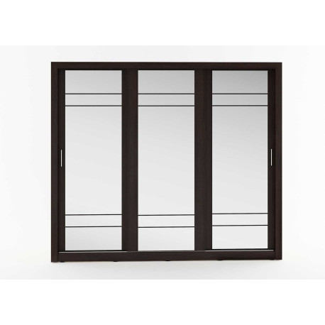 Armoire wengé avec miroirs de 3 portes coulissantes
