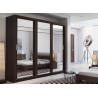 Armoire wengé avec miroirs de 3 portes coulissantes