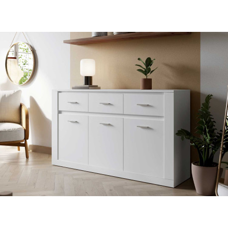 Commode blanche 3 portes et 3 tiroirs