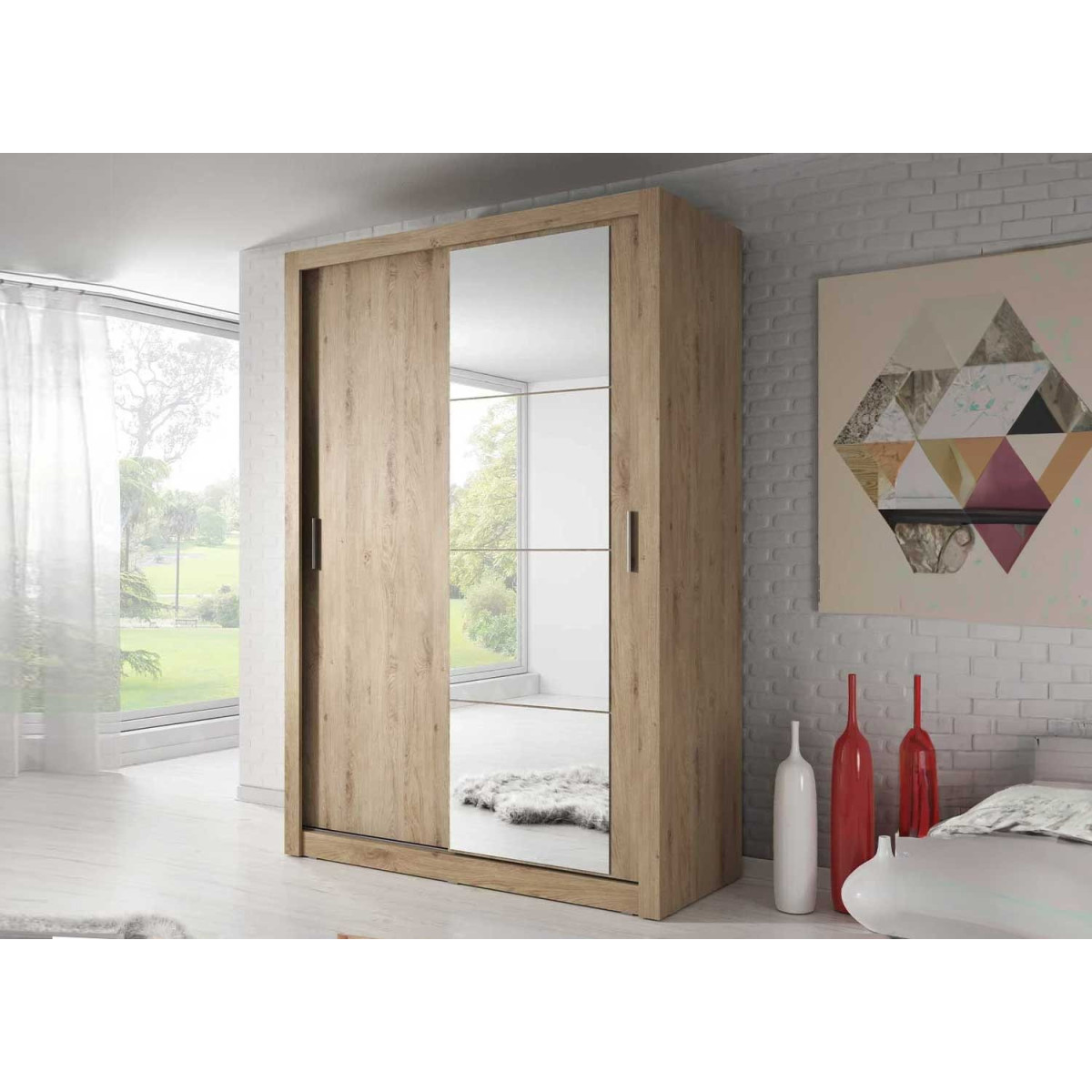 Armoire chêne à portes coulissantes 150 cm