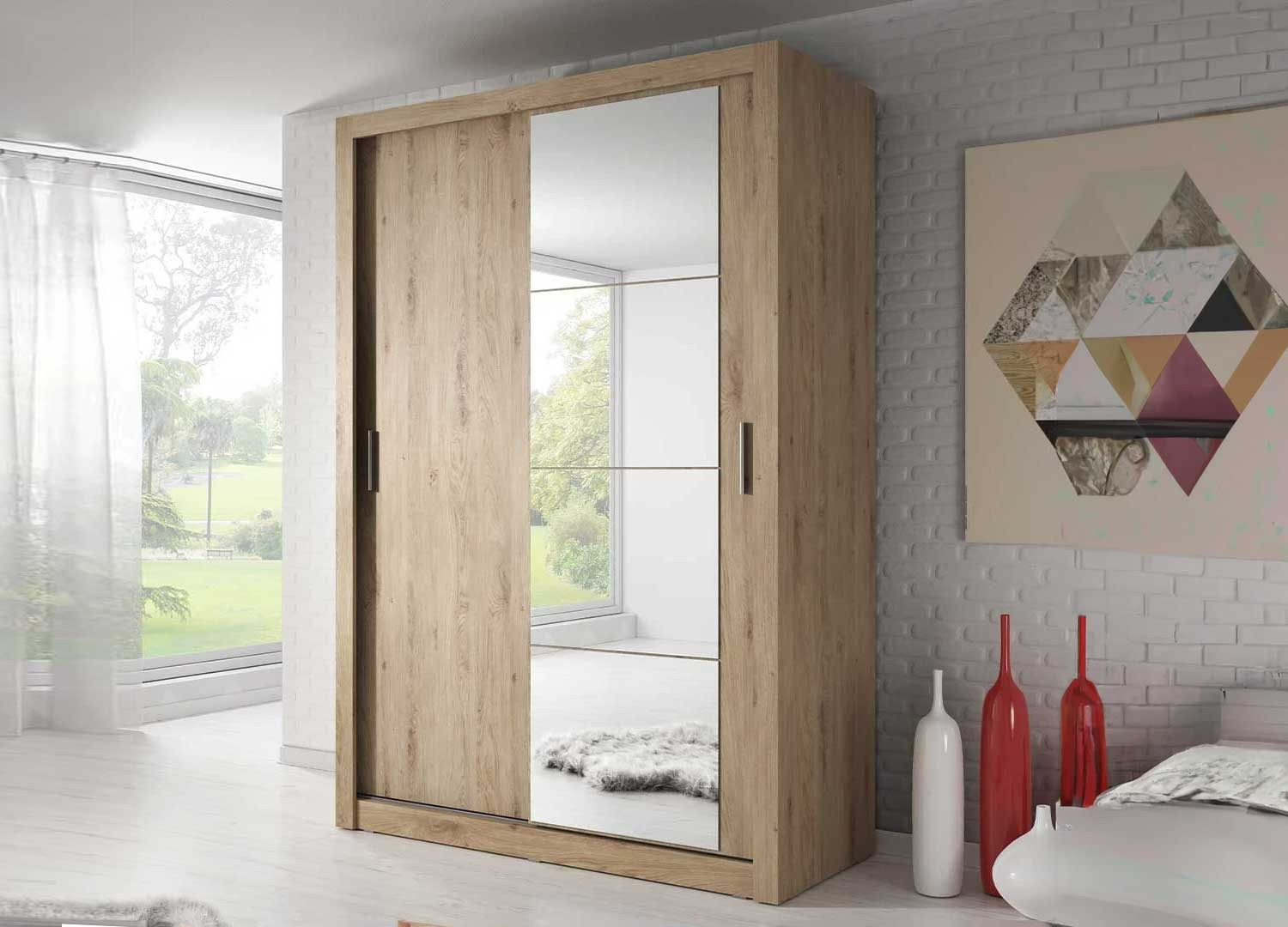Armoire chêne à portes coulissantes 150 cm CbcMeubles