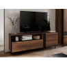 Meuble TV 2 portes et 1 niche chêne foncé et noir 155 cm