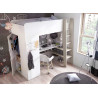 Lit mezzanine avec bureau et armoire taupe beige 3 en 1