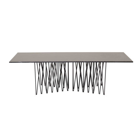 Table basse rectangulaire aspect marbre noir et pieds acier
