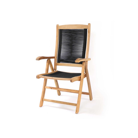 Lot de 2 chaises de jardin pliantes bois d'acacia et cordage noir