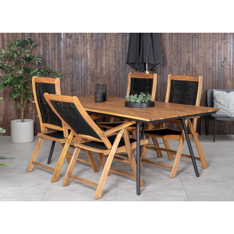 Table de jardin rectangulaire 2m bois et acier