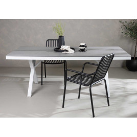Table de jardin rectangulaire 2m gris et blanc