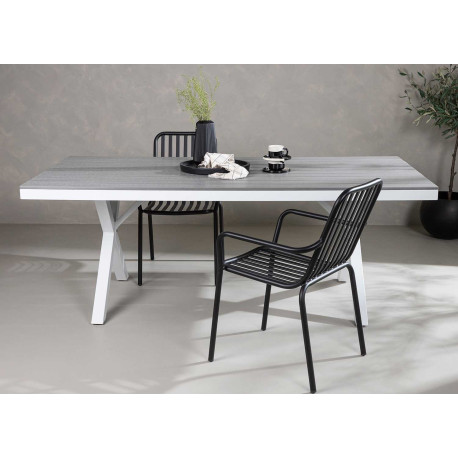 Table de jardin rectangulaire 2m gris et blanc