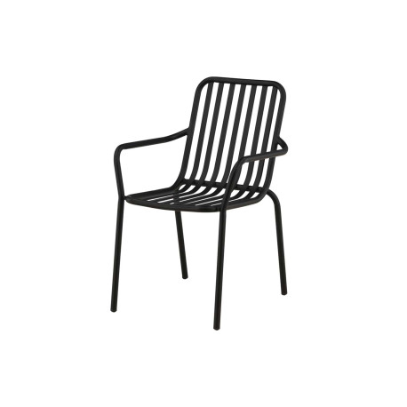 Lot de 2 chaises de jardin empilable en aluminium noir