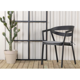 Chaise de jardin empilable aluminium noir avec coussin