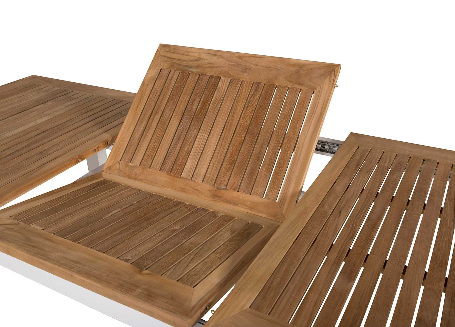 Table de jardin extensible teck et aluminium blanc CbcMeubles