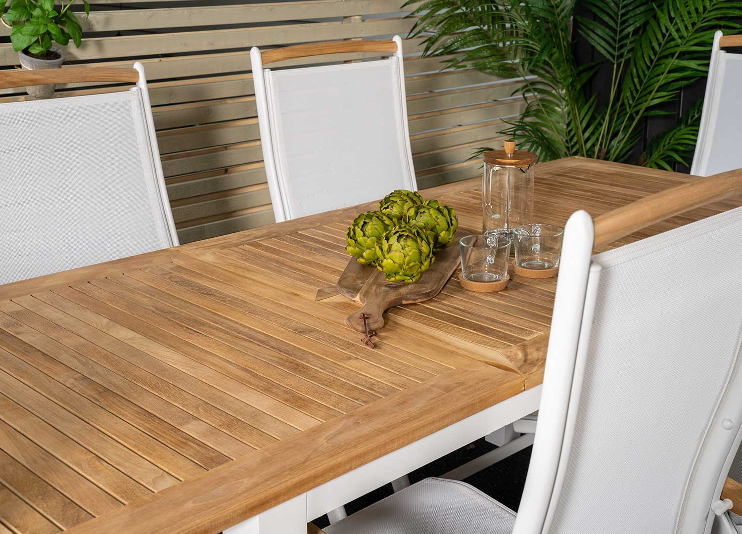 Table de jardin extensible teck et aluminium blanc CbcMeubles