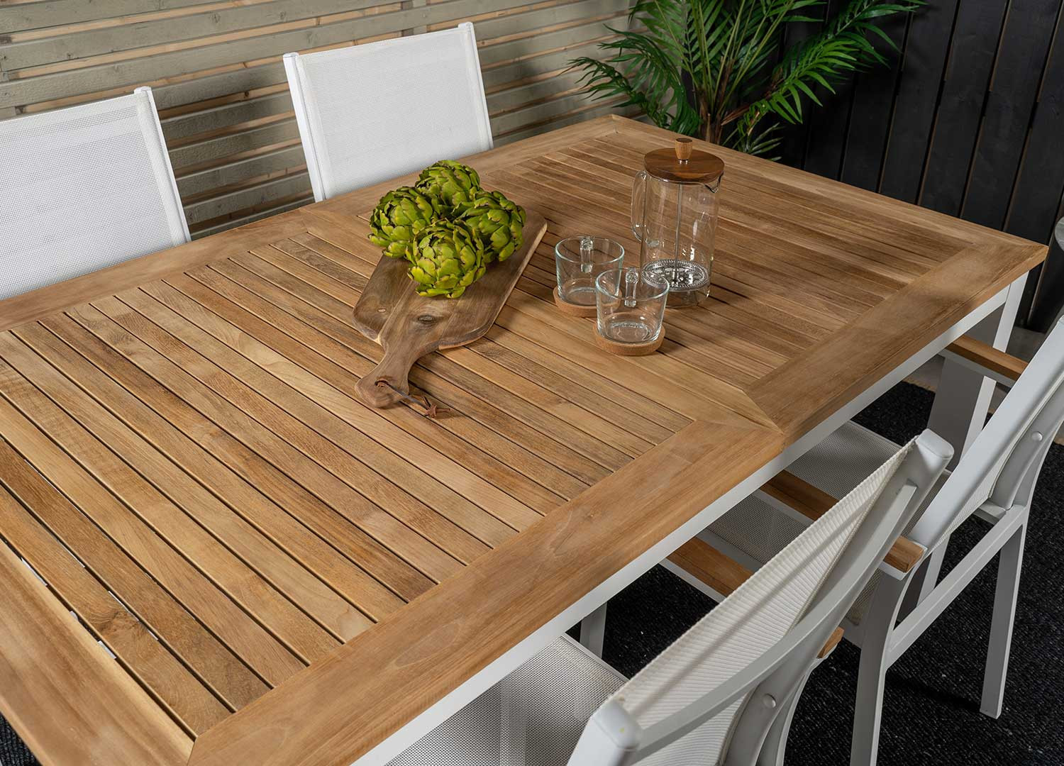 Table de jardin extensible teck et aluminium blanc CbcMeubles