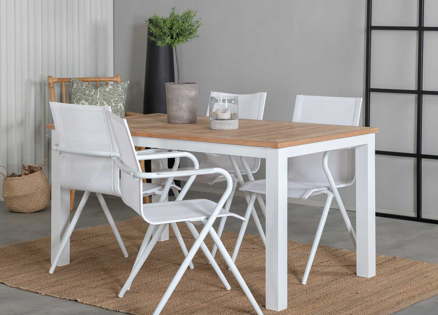 Table de jardin extensible teck et aluminium blanc CbcMeubles