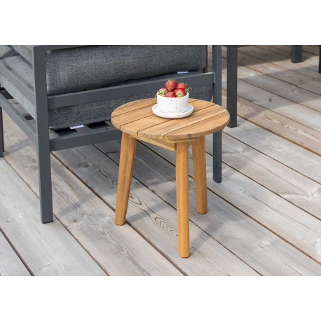 Petite table d'appoint de jardin ronde en acacia