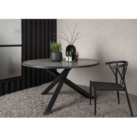 Table de jardin ronde grise et noire 140 cm