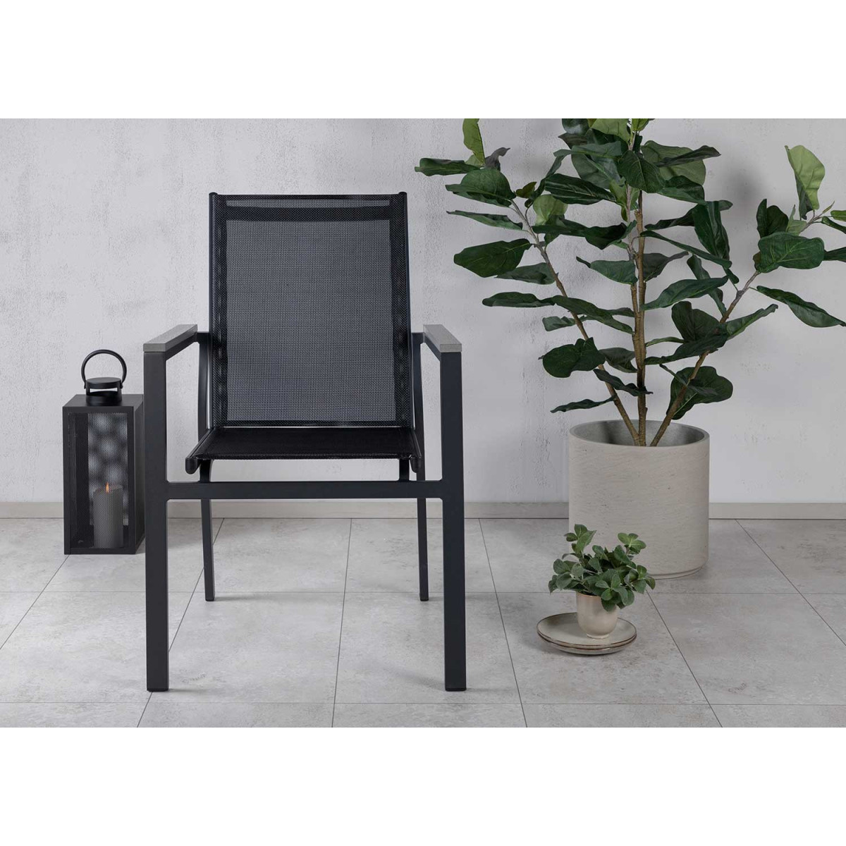 Lot de 2 fauteuils de jardin empilables noir