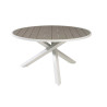 Table de jardin ronde grise et blanche 140 cm